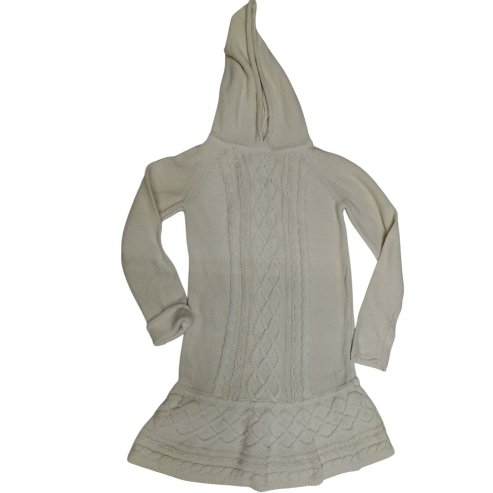 Gap Kids Girls Cream Cable Knit Hooded Sweater Dress - Size L (10)